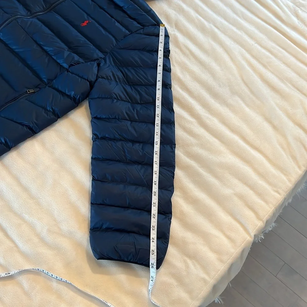 Polo Ralph Lauren Men’s Hooded Puffer Navy Blue Jacket Size L - Picture 8 of 16